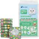 Pet Soft Disposable Cat Diapers - Diaper for Female & Male Cats, Puppy Doggie Diapers for Female Dogs with Adjustable Foam Tail Hole, XX-Small (24Pcs, Green)