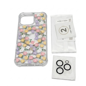 GVIEWIN for iPhone 13 Pro Case Floral, with Screen Protector&Camera Lens Protector,[Non Yellowing] Soft Shockproof Clear Phone Protective Cover for Women, Flower Pattern Design 6.1"(Floral/Colorful)