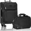 U.S. Traveler Rio Lightweight Softside Rolling Carry-on Suitcase, 4-Wheel Set, Black