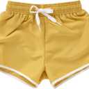 Toddler Swim Shorts, Kids Swimsuit with Stretchy Spandex Liner & Breathable Outer Microfiber Fabric (18-24 Months, Yellow)