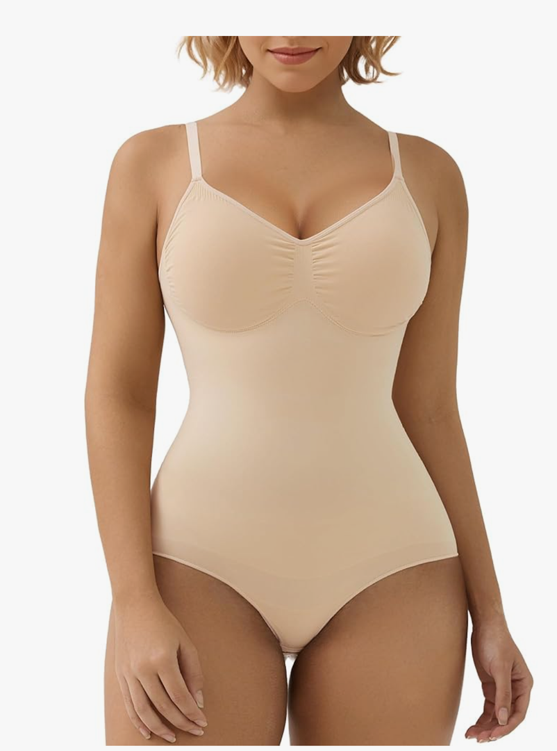 SHAPERX Women's Shapewear Bodysuit Tummy Control Body Shaper Seamless Sculpting Snatched Waist Body Suit, Size -S-M