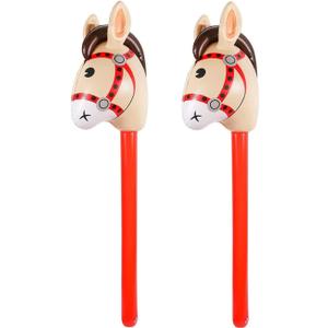 2 Pieces Inflatable Stick Horse Inflatable Stick Horse Balloon Funny Stick Horse Toy for Kids Inflatable Stick Horse Birthday Gift Cowboy Party Supplies (37 Inch Brown)