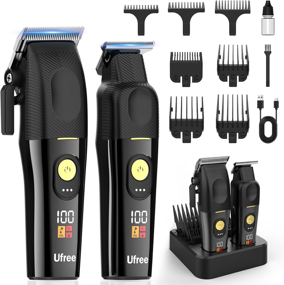 Ufree Professional Cordless Hair Clippers for Men, Barber Clippers & Trimmers Set with Storage Stand, Electric Shaver, Complete Hair Cutting Kit, Gifts for Men