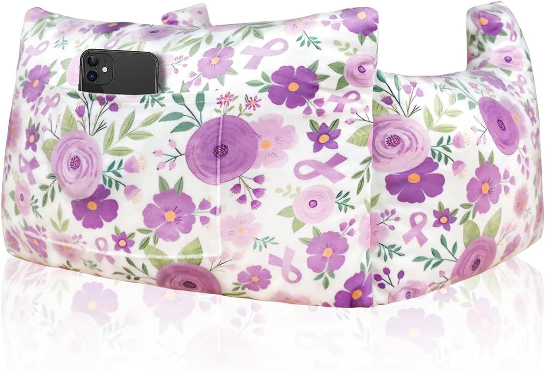 Mastectomy Pillow - Post Surgery Pillow, Breast Pillow for Sleeping After Heart Surgery, Lumpectomy Pillow, Breast Reduction & Augmentation Pillow Double Mastectomy Gifts for Women (Flower Purple, One Si)