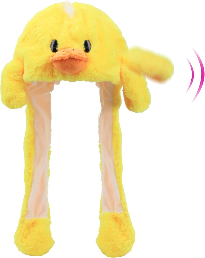 Bubblepompom Animal Hat with Ears Moving Jumping Pop Up Beating Hat Plush Holiday Cosplay Dress Up Funny Gift for Kids