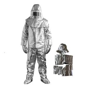 EYCOMTOM Fire Resistant Suit, Anti Thermal Radiation 1000-1200 ℃ Fireproof Coveralls Heat Resistant Aluminized Uniform (Silver, XXXL)
