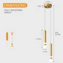 Modern Pendant Light Kitchen Fixture Dimmable LED Gold Mini Pendant Lighting fo Kitchen Island Bedroom Bedside Table Small Pendant Lights (2-Light)