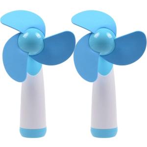 Ogrmar Mini Handheld Fan Personal Fan Battery Soft Foam Blades Powered for Home and Travel 2PC Blue (2)