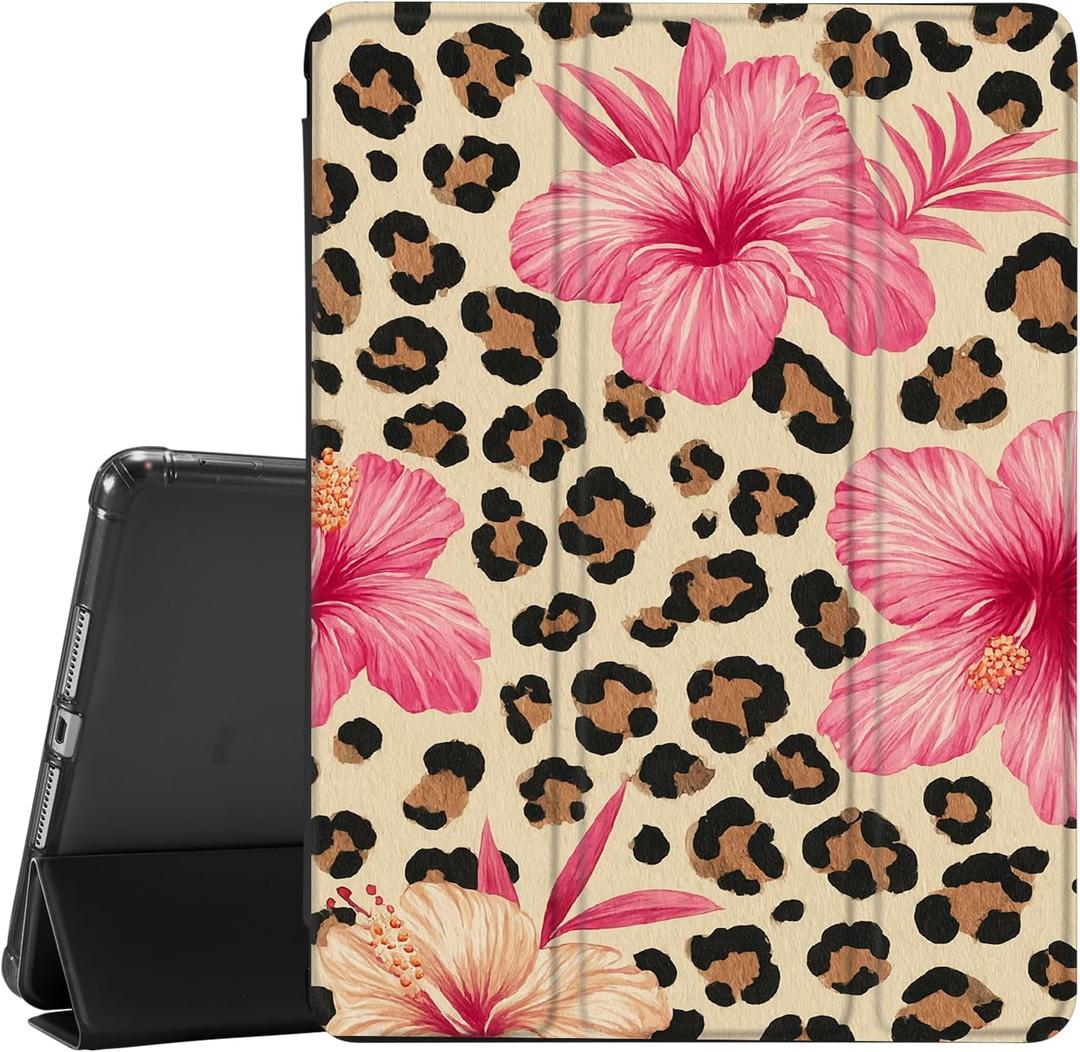 JOYLAND for iPad Air 13 Inch Case M3 2025/M2 2024 with Pencil Holder-Auto Wake/Sleep,Leopard Print&Flower Anti-Scratch Shockproof Premium Folio Stand Case,Black
