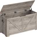 VASAGLE Storage Chest, Storage Trunk with 2 Safety Hinges, Storage Bench, Shoe Bench, Farmhouse Style, 15.7 x 39.4 x 18.1 Inches, for Entryway, Bedroom, Living Room, Heather Greige ULSB060K03