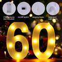60th Birthday Decorations for Women Men,Happy 60 Birthday Decorations for Centerpieces Table,60 Light Up Numbers Sign Led for Party Backdrop Wall Decor for Wedding Anniversary Home, 21cm X 13cm X 3cm