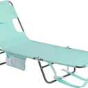 SunnyFeel Lounge Beach Chair for Adults with Face Hole, Backpack Reclining Beach Chairs Lay Flat, Sun Face Down Tanning Chair, Portable Folding Camping Cot for Outside Pool, Sunbathing, Reading (Teal)