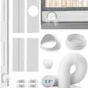 Insputer Portable AC Window Vent Kit with 5.9" Exhaust Hose & Coupler, Adjustable Air Conditioner Window Seal Kit for Sliding Vertical/Horizontal Windows (4 Pcs)