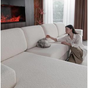 Couch Cushion Covers for Sectional Sofa, Stretch Soft Sofa Slipcovers Washable Wear-Resistant Universal Furniture Protector for Living Room (1 Piece Back Couch Cover, Ivory)