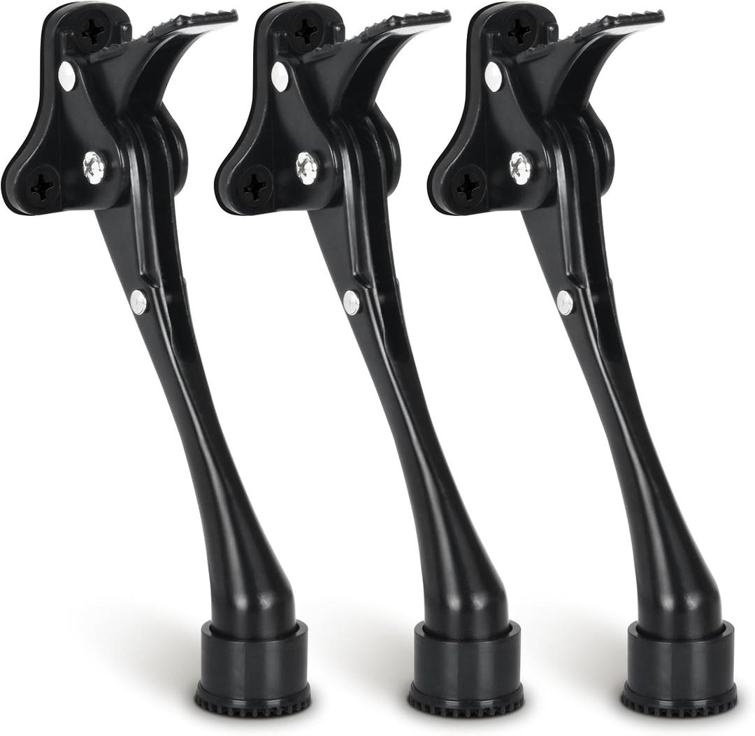 3 Pack Door Stops Black 6 Inch Kickdown Door Stoppers for Bottom of Door with Rubber Tip, Once Touch Heavy Duty Doorstop Holder Keep Door Open for Indoor Outdoor