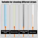 3pcs Silicone Bottle Brush & Straw Cleaner Brush, Reusable Straw Cleaning Brush Water Cup Brush Set Extra Long Brush Kit Bottle Accessories for Stanley Tumbler & Metal Glass Straws (Orange)