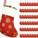 SYITCUN 48pcs Mini Christmas Stockings, 9 Christmas Stockings Bulk with Golden Snowflakes, Red Small Stockings with Sparkling Surface, Perfect for Xmas Fireplace Staircase Decoration
