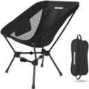 MARCHWAY Lightweight Folding Camping Chair, Portable Foldable Compact for Outdoor Camp, Travel, Beach, Picnic, Festival, Hiking, Backpacking, Supports 330Lbs (Black)