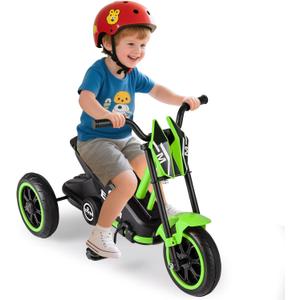 BABY JOY Kids Tricycle, 3-Wheel Toddler Bike with Foot Pedals, Forward/Backward, Toddler Tricycle Ride on Trike with Steering Handlebars, Toy Gift for Boys Girls Aged 3+ (Green)