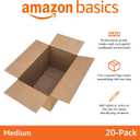 Amazon Basics Cardboard Moving Boxes for Packing and Shipping, Medium Size, 18" x 14" x 12", Brown, 20-Pack