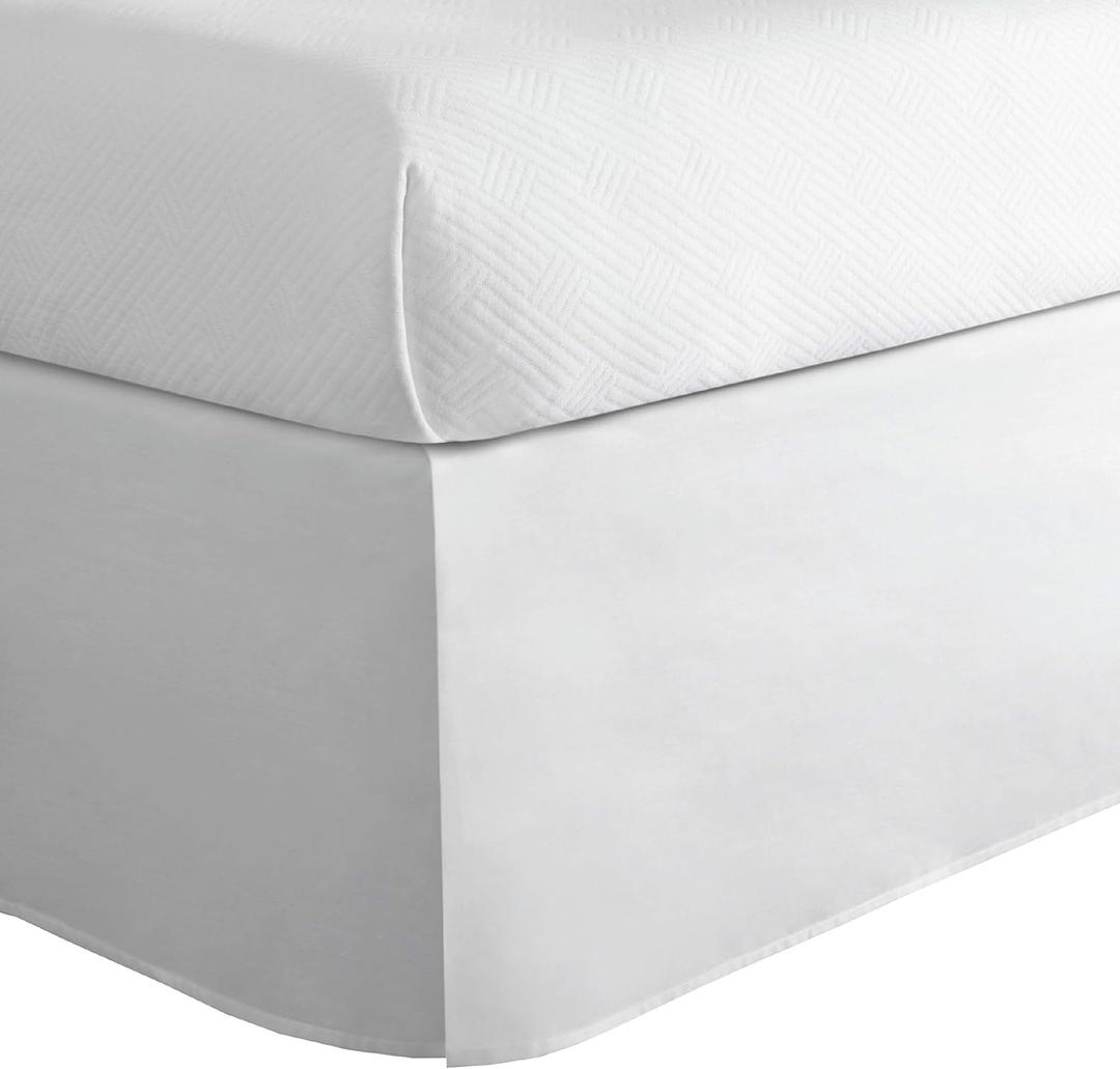 Todays Home Classic Tailored Bed Skirt Dust Ruffle, Cotton Blend Design, 14" Drop Length, King, White