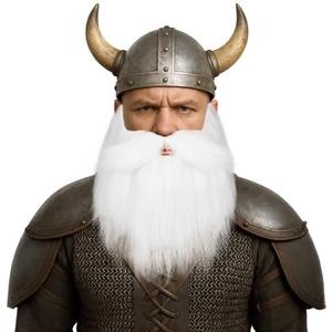 Yan Dream Men Synthetic Short Straight Cosplay Fake Beard and Mustache Halloween Party Accessory (White)