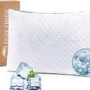 Tencel Surface Pillow Polyester Inside, Shredded Memory Foam Adjustable Bed Pillow for Sleeping, Cooling Tencel Gusseted Pillows for Side Back Stomach Sleepers, Standard size 18"x26"Pack of 1