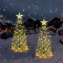 Outdoor Christmas Decorations, 2 Pack 20'' Spiral Solar Christmas Tree Lights, 8 Modes Solar Pathway Lights, Waterpoof Light up Prelit Xmas Tree for Garden Patio Yard Walkway DrivewayWarm White