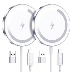 For MagSafe Charger: Magnetic Wireless Charging Pad for iPhone 17 16 15 14 13 12 Series & AirPods 4-2 Pro, Strong Magnet, Aluminum Alloy, USB-C/A Ports, Ultra-Thin & Portable, Ideal for Desk & Bedside (White)