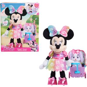 Disney Junior Minnie Mouse Waggin Wagon Lights and Sounds Feature Plush, Kids Toys for Ages 3 Up by Just Play
