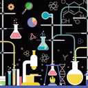 LYCGS 8X6ft Chemical Science Backdrop Chemical Experiments Science Birthday Party Backdrop Kids Chemistry Lab Mad Scientist Equipment Science Research Banner X-266