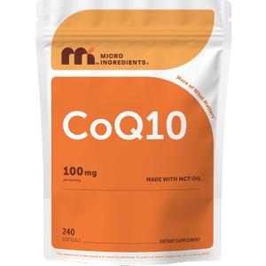 Micro Ingredients CoQ10 100 mg Per Serving, 240 Softgels | Coenzyme Q10 (Ubiquinone) Supplement | Made with MCT Oil | Non-GMO, Gluten Free