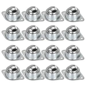 16 Pack 34 Roller Ball Transfer Bearings, Transfer Bearing Unit Carbon Steel Roller Ball Bearing, Steel Ball Casters Bearing Rollers Universal Rotation Caster Screw Mounted for Transmission