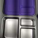 BABHAMNESS Stainless Steel Bento Box Kids, 3 Compartments Leak Proof Metal Bento Lunch Box, 304 Stainless Steel Bento Lunch Containers for School and Office,Dishwasher Safe, BPA-Free-Purple