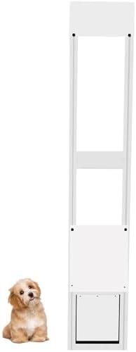 Cat Dog Door Insert for Sliding Patio Door - Easy to Install for Rentals and Apartments with Lockable Weather Proof Panel - Adjustable Height 76.38" to 81.1" Black