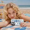 ChiCsFleur for iPhone 12 Pro Max Case, TPU Phone case with Camera Protection for Women Girls Teens - Blue Coastal Holiday Palm Shell Sailor Moon Collage Ocean Gift Vintage Sorority Aesthetic Unique