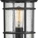 Emliviar Outdoor Post Light Fixtures, 15 Inch Farmhouse Modern Lamp Post Lighting for Outside, Black Finish with Seeded Glass, XE229P BK