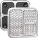 Stainless Steel Lick Mat for Dogs & Cats, Large Non-Slip Slow Feeder Pad with Suction Cups, Chew-Proof Dog Licking Mat for Anxiety Relief, Bathing & Grooming Time (1 Pack)