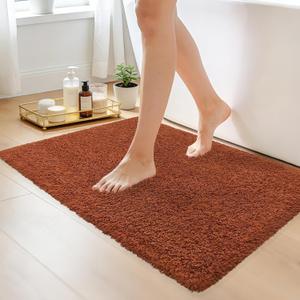 Bathroom Rugs 30"x20", Extra Soft Absorbent Plush Bath Mat Rubber Backing Quick Dry, Machine Washable Bath Mats for Bathroom Tub, Floor, Shower, Bedroom, Rust Brown