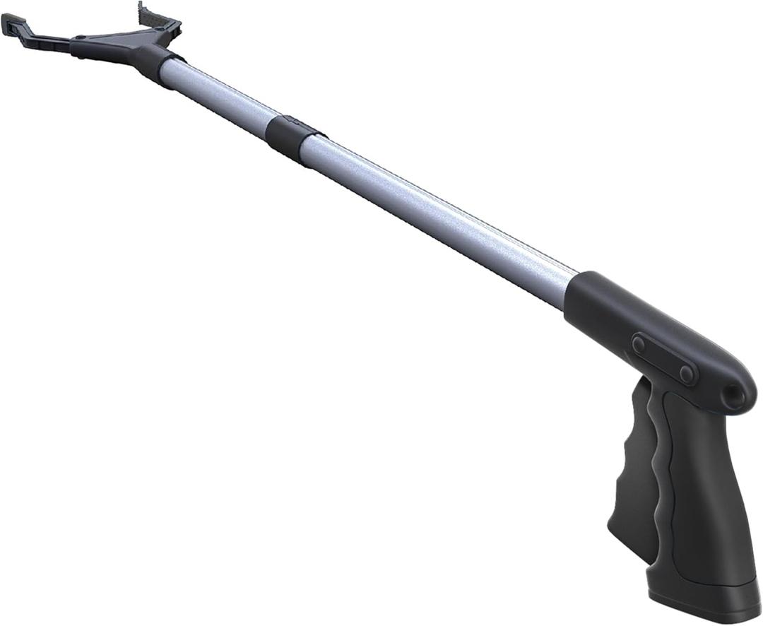 2024 Upgrade PowerGrip T9, Grabber Reacher Tool, Wide Jaw, Foldable, Steel Cable, with 96 Grip Points for Firm Grip, 32" with Magnet (Black, 32 Inch)
