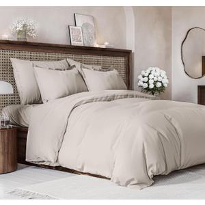 Duvet Cover Queen Size Set - Extra Soft Queen Size Duvet Cover 90 x 90 with 2 Pillow Shams - Hotel Luxury Easy Care and Fade Free w/Zipper Closures & Ties - Comfy Breathable Bedding Set (Light Grey) (05 - Light Grey (No Comforter))