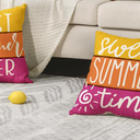 AVOIN colorlife Hello Sunshine Floral Sweet Summer Time Throw Pillow Covers, 18 x 18 Inch Popsicle Ice Cream Polka Dots Stripes Best Summer Ever Holiday Seasonal Cushion Case Decorations Set of 2