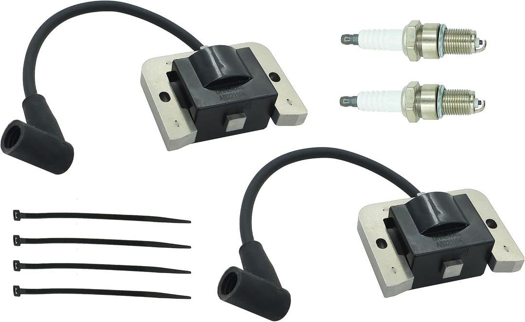 2 Pack 32-584-06-S Ignition Coil Module for Kohler KT600 KT610 KT715 KT725 KT730 KT735 KT740 ZT710 ZT720 ZT730 Lawn Mover Engine with Spark Plug