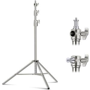 NEEWER 102"/2.6m Stainless Steel Light Stand, Spring Cushioned Heavy Duty Photography Tripod Stand with 1/4 to 3/8 Universal Screw Adapter for Strobe, LED Video Light, Ring Light, Monolight, Softbox