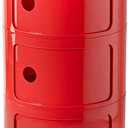 3 Tier Round Nightstand with Drawer, Red Round Side Table Small Plastic Storage End Table Suitable for Bedroom, Living Room, Bathroom