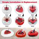 Mop Heads Replacements for Ocedar, Mop Replace Head for o Cedar Easywring 1 Tank, Spin Mop Replacement Head Include 4 Pack Spin Mop Refills Deep Cleaning, 1 Scrubber Mop Head and 1 Mop Base