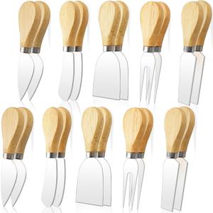 20 Pcs Cheese Knives, Wooden Handle Cheese Knife Set for Charcuterie Board, Mini Steel Stainless Cheese Cutter, Spreader, Fork for Party Wedding Christmas, Charcuterie Accessories