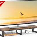 YAOHUOO 45" Large TV Riser for 3260 inch TV, TV Riser Stand Shelf with Steel Legs, Tabletop TV Stand Riser for Home Office (Rustic Brown, 45"W×11.8"D×7.1"H)