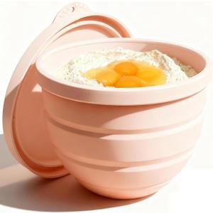 Silicone Bowl Insert for Kitchen Aid 5 Qt Tilt-Head - Patented Design Bowl Liner, 1pack with Lids, Resistant to collapse Thicker Bowl Insert, Foldable, Heat/Cold Resistant (Pink)