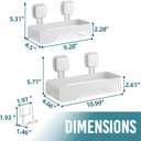 TAILI Shower Caddy Suction Cup 2 Pack,Stainless Steel Rustproof Shower Shelves,No Drilling Wall Mounted Basket,Large Capacity,Removable Suction Cup Bathroom Organizers & Home Decor, White